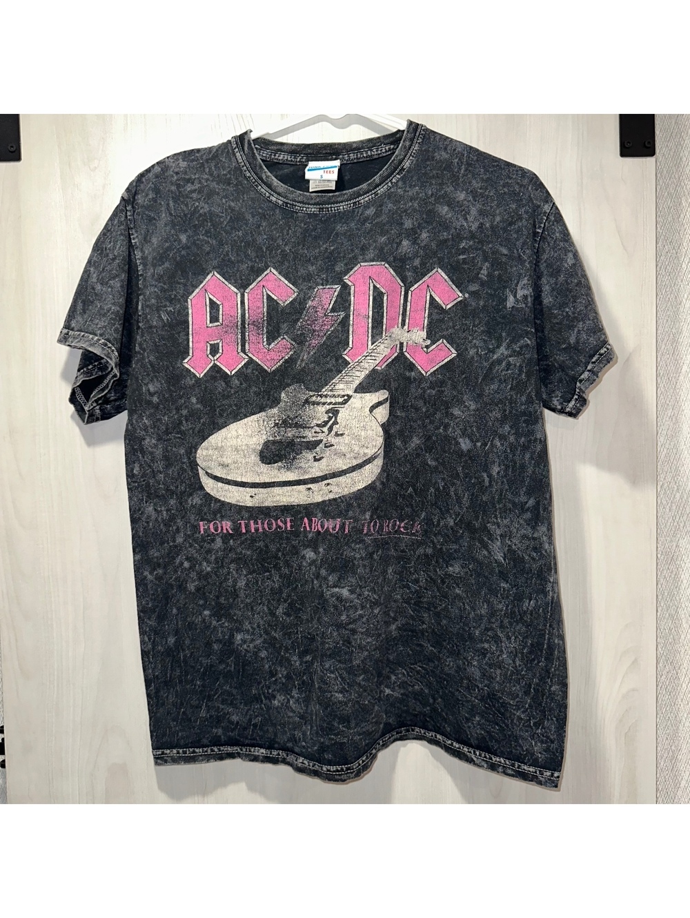 Vintage AC/DC “For Those About to Rock” Black Acid Wash Band T-Shirt S